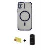 MARSİLYAN™- iPhone 11 Kılıf Eksen Klasik Koleksiyonu - Siyah 6D Antistatik Mat Seramik Hayalet Nano Ekran Koruyucu + Rainbow Kamera Lens Koruma Cam - KI