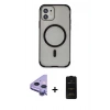 MARSİLYAN™- iPhone 11 Kılıf Eksen Klasik Koleksiyonu - Siyah 6D Antistatik Mat Seramik Hayalet Nano Ekran Koruyucu + Raze Metal Kamera Lens - MR