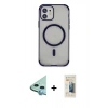 MARSİLYAN™- iPhone 11 Kılıf Eksen Klasik Koleksiyonu - Siyah 6D Mat Seramik Hayalet Nano Ekran Koruyucu + Raze Metal Kamera Lens - MI