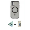 MARSİLYAN™- iPhone 11 Kılıf Eksen Klasik Koleksiyonu - Siyah 6D Mat Seramik Hayalet Nano Ekran Koruyucu + Raze Metal Kamera Lens - MI
