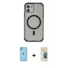 MARSİLYAN™- iPhone 11 Kılıf Eksen Klasik Koleksiyonu - Siyah 6D Mat Seramik Hayalet Nano Ekran Koruyucu + Neon Fosforlu Kamera Lens - YL