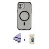 MARSİLYAN™- iPhone 11 Kılıf Eksen Klasik Koleksiyonu - Siyah 6D Mat Seramik Hayalet Nano Ekran Koruyucu + Raze Metal Kamera Lens - MR