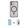 MARSİLYAN™- iPhone 11 Kılıf Eksen Klasik Koleksiyonu - Siyah 6D Mat Seramik Hayalet Nano Ekran Koruyucu + Neon Fosforlu Kamera Lens - YL