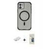 MARSİLYAN™- iPhone 11 Kılıf Eksen Klasik Koleksiyonu - Siyah 6D Mat Seramik Hayalet Nano Ekran Koruyucu + Renkli Kamera Lens Koruma Cam - PE