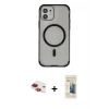 MARSİLYAN™- iPhone 11 Kılıf Eksen Klasik Koleksiyonu - Siyah 6D Mat Seramik Hayalet Nano Ekran Koruyucu + Pers Alüminyum Kamera Lens - KI