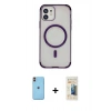MARSİLYAN™- iPhone 11 Kılıf Eksen Klasik Koleksiyonu - Siyah 6D Mat Seramik Hayalet Nano Ekran Koruyucu + Neon Fosforlu Kamera Lens - TU
