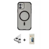 MARSİLYAN™- iPhone 11 Kılıf Eksen Klasik Koleksiyonu - Siyah 6D Mat Seramik Hayalet Nano Ekran Koruyucu + Raze Metal Kamera Lens - GS