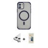 MARSİLYAN™- iPhone 11 Kılıf Eksen Klasik Koleksiyonu - Siyah 6D Mat Seramik Hayalet Nano Ekran Koruyucu + Raze Metal Kamera Lens - GS