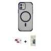 MARSİLYAN™- iPhone 11 Kılıf Eksen Klasik Koleksiyonu - Siyah 6D Mat Seramik Hayalet Nano Ekran Koruyucu + Pers Alüminyum Kamera Lens - KI