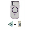 MARSİLYAN™- iPhone 11 Kılıf Eksen Klasik Koleksiyonu - Siyah 6D Mat Seramik Hayalet Nano Ekran Koruyucu + Raze Metal Kamera Lens - MI