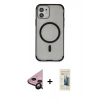 MARSİLYAN™- iPhone 11 Kılıf Eksen Klasik Koleksiyonu - Siyah 6D Mat Seramik Hayalet Nano Ekran Koruyucu + Raze Metal Kamera Lens - SH