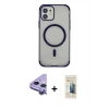 MARSİLYAN™- iPhone 11 Kılıf Eksen Klasik Koleksiyonu - Siyah 6D Mat Seramik Hayalet Nano Ekran Koruyucu + Raze Metal Kamera Lens - MR