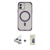 MARSİLYAN™- iPhone 11 Kılıf Eksen Klasik Koleksiyonu - Siyah 6D Mat Seramik Hayalet Nano Ekran Koruyucu + Raze Metal Kamera Lens - GS