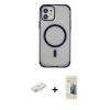 MARSİLYAN™- iPhone 11 Kılıf Eksen Klasik Koleksiyonu - Siyah 6D Mat Seramik Hayalet Nano Ekran Koruyucu + Renkli Kamera Lens Koruma Cam - YL
