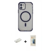 MARSİLYAN™- iPhone 11 Kılıf Eksen Klasik Koleksiyonu - Siyah 6D Mat Seramik Hayalet Nano Ekran Koruyucu + Sarı Renkli Kamera Lens Koruma Cam