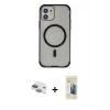 MARSİLYAN™- iPhone 11 Kılıf Eksen Klasik Koleksiyonu - Siyah 6D Mat Seramik Hayalet Nano Ekran Koruyucu + Pers Alüminyum Kamera Lens - YL