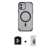 MARSİLYAN™- iPhone 11 Kılıf Eksen Klasik Koleksiyonu - Siyah 6D Mat Seramik Hayalet Nano Ekran Koruyucu + PVD Metal Kamera Lens - TU