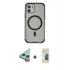 MARSİLYAN™- iPhone 11 Kılıf Eksen Klasik Koleksiyonu - Siyah 6D Mat Seramik Hayalet Nano Ekran Koruyucu + Raze Metal Kamera Lens - KI
