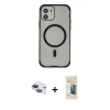 MARSİLYAN™- iPhone 11 Kılıf Eksen Klasik Koleksiyonu - Siyah 6D Mat Seramik Hayalet Nano Ekran Koruyucu + Pers Alüminyum Kamera Lens - LT