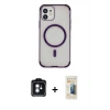 MARSİLYAN™- iPhone 11 Kılıf Eksen Klasik Koleksiyonu - Siyah 6D Mat Seramik Hayalet Nano Ekran Koruyucu + PVD Metal Kamera Lens - MI
