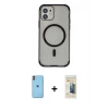 MARSİLYAN™- iPhone 11 Kılıf Eksen Klasik Koleksiyonu - Siyah 6D Mat Seramik Hayalet Nano Ekran Koruyucu + Neon Fosforlu Kamera Lens - TU