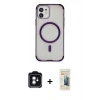 MARSİLYAN™- iPhone 11 Kılıf Eksen Klasik Koleksiyonu - Siyah 6D Mat Seramik Hayalet Nano Ekran Koruyucu + PVD Metal Kamera Lens - YL