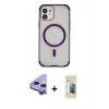 MARSİLYAN™- iPhone 11 Kılıf Eksen Klasik Koleksiyonu - Siyah 6D Mat Seramik Hayalet Nano Ekran Koruyucu + Raze Metal Kamera Lens - MR