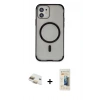 MARSİLYAN™- iPhone 11 Kılıf Eksen Klasik Koleksiyonu - Siyah 6D Mat Seramik Hayalet Nano Ekran Koruyucu + Pers Alüminyum Kamera Lens - GD