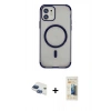 MARSİLYAN™- iPhone 11 Kılıf Eksen Klasik Koleksiyonu - Siyah 6D Mat Seramik Hayalet Nano Ekran Koruyucu + Pers Alüminyum Kamera Lens - LT