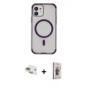 MARSİLYAN™- iPhone 11 Kılıf Eksen Klasik Koleksiyonu - Siyah Bilvis 3D Cam Ekran Koruyucu + Pers Alüminyum Kamera Lens - GD