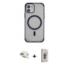 MARSİLYAN™- iPhone 11 Kılıf Eksen Klasik Koleksiyonu - Siyah Bilvis 3D Cam Ekran Koruyucu + Pers Alüminyum Kamera Lens - GD