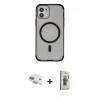 MARSİLYAN™- iPhone 11 Kılıf Eksen Klasik Koleksiyonu - Siyah Bilvis 3D Cam Ekran Koruyucu + Pers Alüminyum Kamera Lens - GD