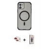 MARSİLYAN™- iPhone 11 Kılıf Eksen Klasik Koleksiyonu - Siyah Bilvis 3D Cam Ekran Koruyucu + Pers Alüminyum Kamera Lens - KI