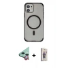 MARSİLYAN™- iPhone 11 Kılıf Eksen Klasik Koleksiyonu - Siyah Bilvis 3D Cam Ekran Koruyucu + Raze Metal Kamera Lens - KI