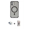 MARSİLYAN™- iPhone 11 Kılıf Eksen Klasik Koleksiyonu - Siyah Bilvis 3D Cam Ekran Koruyucu + Pers Alüminyum Kamera Lens - LT