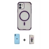 MARSİLYAN™- iPhone 11 Kılıf Eksen Klasik Koleksiyonu - Siyah Bilvis 3D Cam Ekran Koruyucu + Neon Fosforlu Kamera Lens - MI