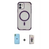 MARSİLYAN™- iPhone 11 Kılıf Eksen Klasik Koleksiyonu - Siyah Bilvis 3D Cam Ekran Koruyucu + Neon Fosforlu Kamera Lens - YL