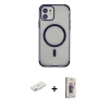 MARSİLYAN™- iPhone 11 Kılıf Eksen Klasik Koleksiyonu - Siyah Bilvis 3D Cam Ekran Koruyucu + Renkli Kamera Lens Koruma Cam - PE