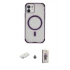 MARSİLYAN™- iPhone 11 Kılıf Eksen Klasik Koleksiyonu - Siyah Bilvis 3D Cam Ekran Koruyucu + Renkli Kamera Lens Koruma Cam - PE