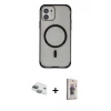 MARSİLYAN™- iPhone 11 Kılıf Eksen Klasik Koleksiyonu - Siyah Bilvis 3D Cam Ekran Koruyucu + Pers Alüminyum Kamera Lens - YL