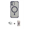MARSİLYAN™- iPhone 11 Kılıf Eksen Klasik Koleksiyonu - Siyah Bilvis 3D Cam Ekran Koruyucu + Pers Alüminyum Kamera Lens - YL