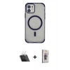 MARSİLYAN™- iPhone 11 Kılıf Eksen Klasik Koleksiyonu - Siyah Bilvis 3D Cam Ekran Koruyucu + Şeffaf Kamera Lens Koruma Cam