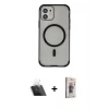 MARSİLYAN™- iPhone 11 Kılıf Eksen Klasik Koleksiyonu - Siyah Bilvis 3D Cam Ekran Koruyucu + Şeffaf Kamera Lens Koruma Cam