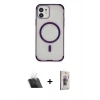 MARSİLYAN™- iPhone 11 Kılıf Eksen Klasik Koleksiyonu - Siyah Bilvis 3D Cam Ekran Koruyucu + Şeffaf Kamera Lens Koruma Cam