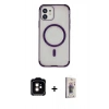 MARSİLYAN™- iPhone 11 Kılıf Eksen Klasik Koleksiyonu - Siyah Bilvis 3D Cam Ekran Koruyucu + PVD Metal Kamera Lens - TU