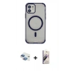 MARSİLYAN™- iPhone 11 Kılıf Eksen Klasik Koleksiyonu - Siyah Bilvis 3D Mat Cam Ekran Koruyucu + Pers Alüminyum Kamera Lens - GI