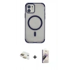 MARSİLYAN™- iPhone 11 Kılıf Eksen Klasik Koleksiyonu - Siyah Bilvis 3D Mat Cam Ekran Koruyucu + Pers Alüminyum Kamera Lens - GD