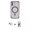 MARSİLYAN™- iPhone 11 Kılıf Eksen Klasik Koleksiyonu - Siyah Bilvis 3D Mat Cam Ekran Koruyucu + Pers Alüminyum Kamera Lens - GD