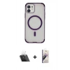 MARSİLYAN™- iPhone 11 Kılıf Eksen Klasik Koleksiyonu - Siyah Bilvis 3D Mat Cam Ekran Koruyucu + Kamera Lens Koruma Cam - SF