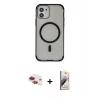 MARSİLYAN™- iPhone 11 Kılıf Eksen Klasik Koleksiyonu - Siyah Bilvis 3D Mat Cam Ekran Koruyucu + Pers Alüminyum Kamera Lens - KI